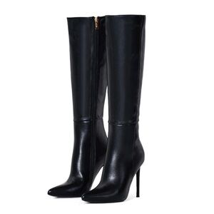 New Elisabet Tong Elegant Black Knee-High Women's Boots